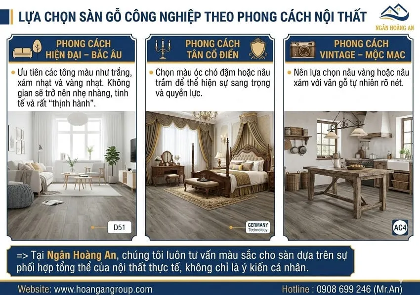 Lựa Chọn Sàn Gỗ Công Nghiệp Theo Phong Cách Nội Thất