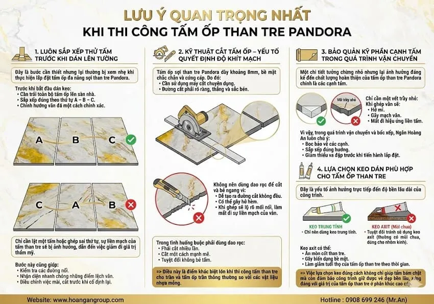 Lưu Ý Quan Trọng Nhất Khi Thi Công Tấm Ốp Than Tre Pandora