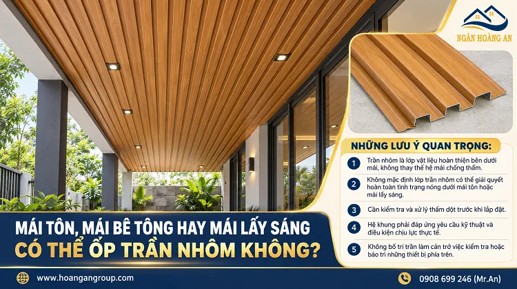 Mái Tôn, Mái Bê Tông Hay Mái Lấy Sáng Có Thể Ốp Trần Nhôm Không?