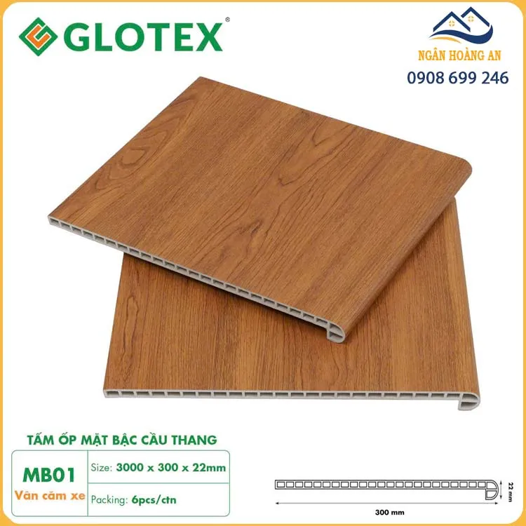 Mặt Bậc Cầu Thang Nhựa Giả Gỗ Glotex MB01