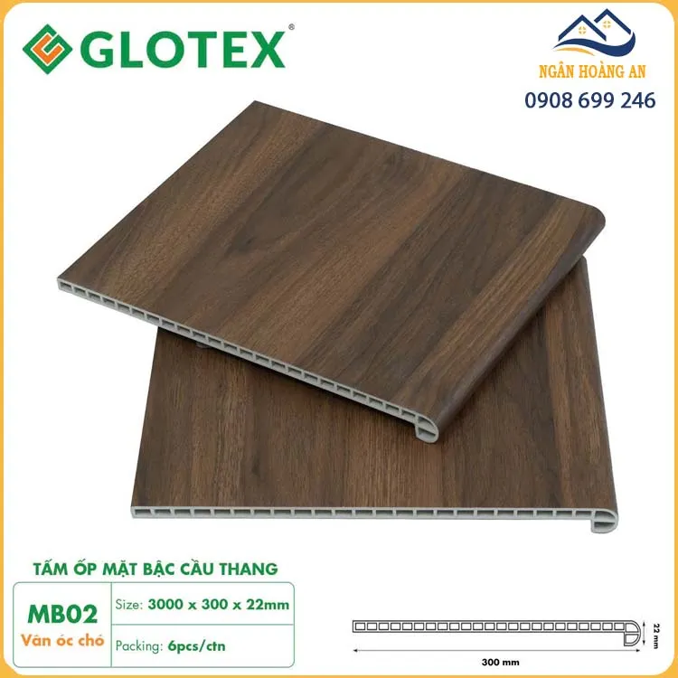 Mặt Bậc Cầu Thang Nhựa Giả Gỗ Glotex MB02 Mặt Bậc Cầu Thang Nhựa Giả Gỗ Glotex MB02