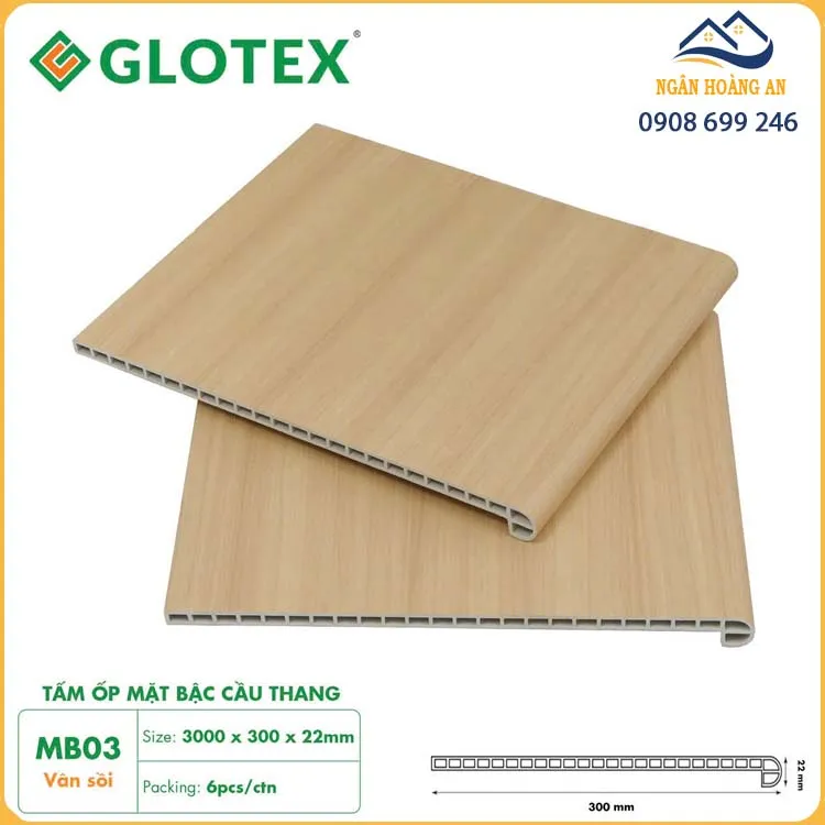 Mặt Bậc Cầu Thang Nhựa Giả Gỗ Glotex MB03 Mặt Bậc Cầu Thang Nhựa Giả Gỗ Glotex MB03