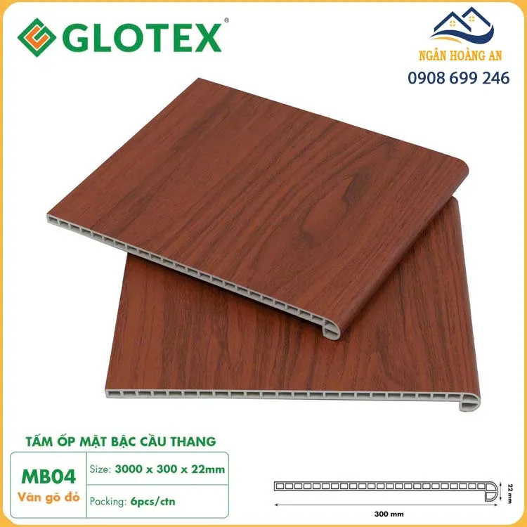 Mặt Bậc Cầu Thang Nhựa Giả Gỗ Glotex MB04 Mặt Bậc Cầu Thang Nhựa Giả Gỗ Glotex MB04