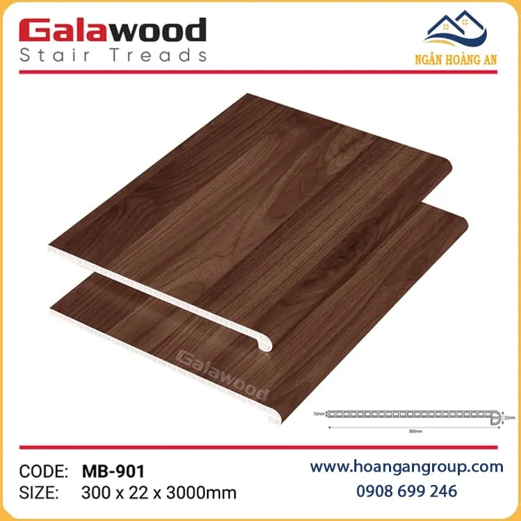 Mặt Bậc Cầu Thang Nhựa Giả Gỗ Galawood MB-901