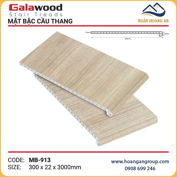 Mặt Bậc Cầu Thang Nhựa Giả Gỗ Galawood MB-913