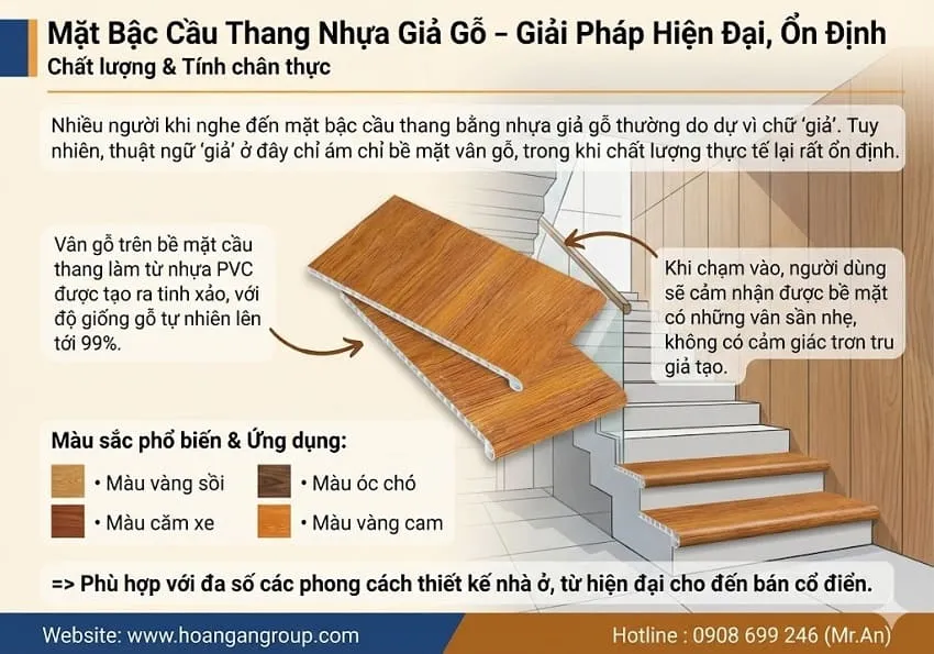 Mặt Bậc Cầu Thang Nhựa Giả Gỗ – Giải Pháp Hiện Đại, Ổn Định