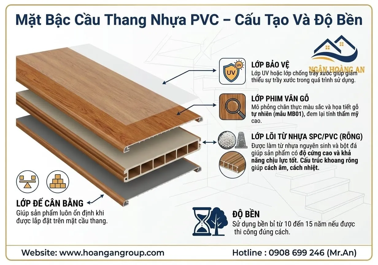 Mặt Bậc Cầu Thang Nhựa PVC – Cấu Tạo Và Độ Bền