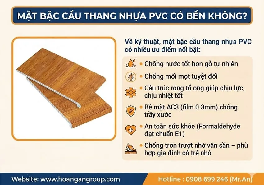 Mặt Bậc Cầu Thang Nhựa PVC Có Bền Không?