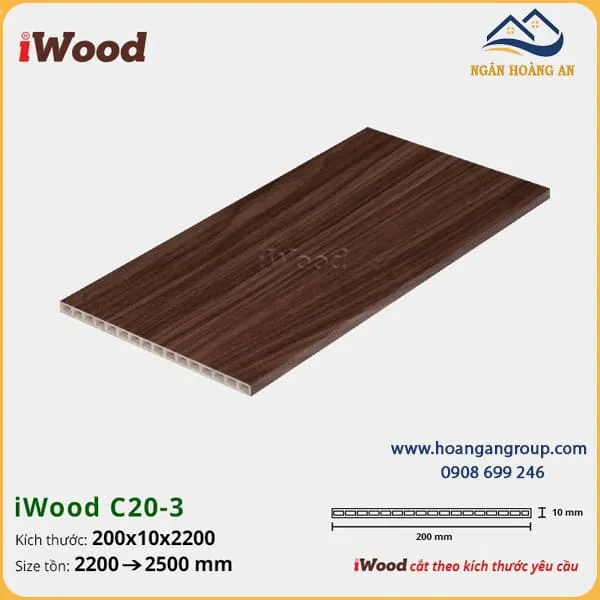 Mặt Đứng Cầu Thang Nhựa Giả Gỗ iWood C20-3 Mặt Đứng Cầu Thang Nhựa Giả Gỗ iWood C20-3
