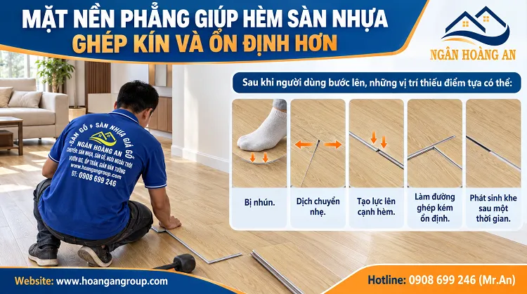 Mặt Nền Phẳng Giúp Hèm Sàn Nhựa Ghép Kín Và Ổn Định Hơn Mặt Nền Phẳng Giúp Hèm Sàn Nhựa Ghép Kín Và Ổn Định Hơn