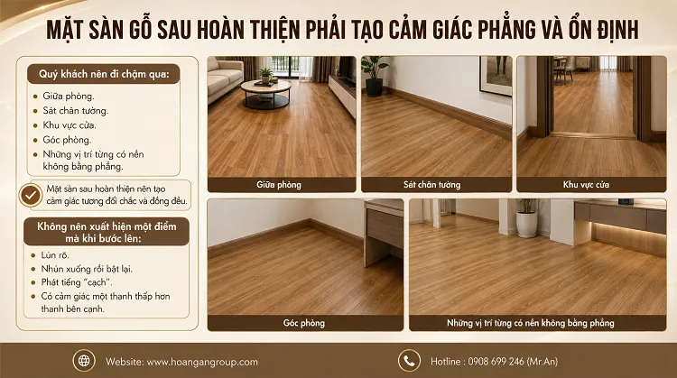 Mặt Sàn Gỗ Sau Hoàn Thiện Phải Tạo Cảm Giác Phẳng Và Ổn Định