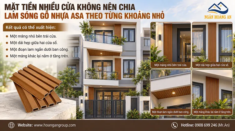 Mặt Tiền Nhiều Cửa Không Nên Chia Lam Sóng Gỗ Nhựa ASA Theo Từng Khoảng Nhỏ Mặt Tiền Nhiều Cửa Không Nên Chia Lam Sóng Gỗ Nhựa ASA Theo Từng Khoảng Nhỏ