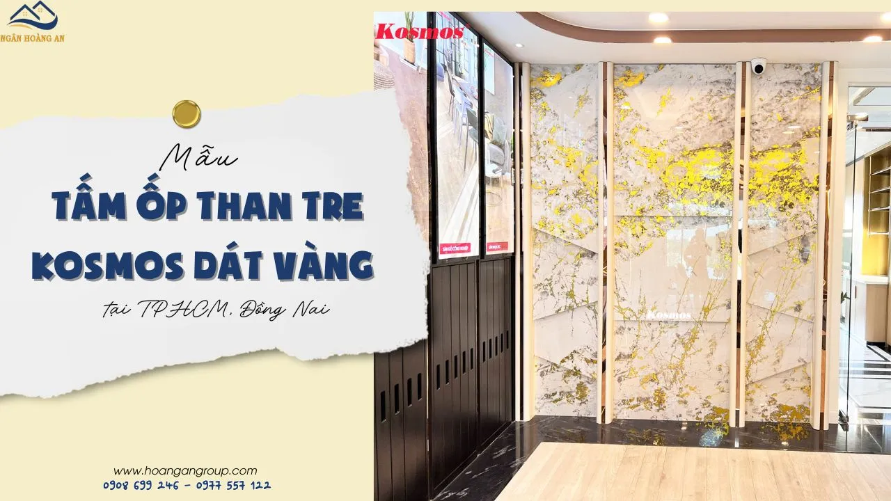 Mẫu Tấm Ốp Than Tre Kosmos Dát Vàng Siêu Đẹp Tại TPHCM, Đồng Nai