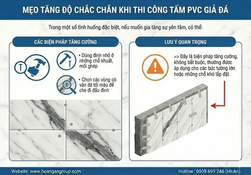Mẹo Tăng Độ Chắc Chắn Khi Thi Công Tấm PVC Giả Đá