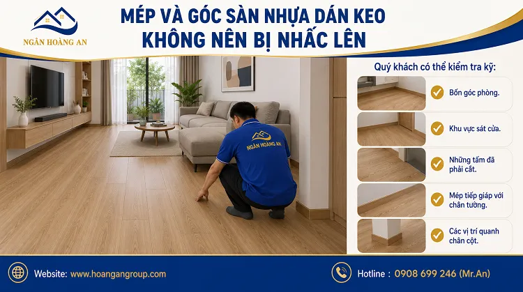 Mép Và Góc Sàn Nhựa Dán Keo Không Nên Bị Nhấc Lên Mép Và Góc Sàn Nhựa Dán Keo Không Nên Bị Nhấc Lên