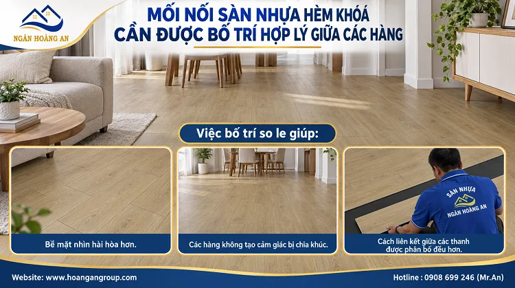 Mối Nối Sàn Nhựa Hèm Khóa Cần Được Bố Trí Hợp Lý Giữa Các Hàng Mối Nối Sàn Nhựa Hèm Khóa Cần Được Bố Trí Hợp Lý Giữa Các Hàng