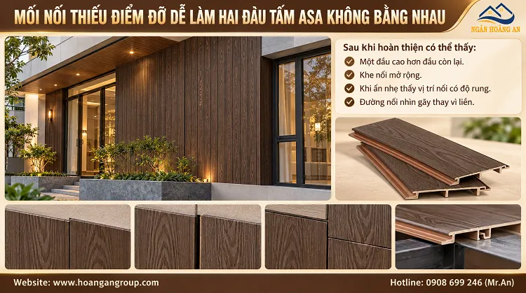 Mối Nối Thiếu Điểm Đỡ Dễ Làm Hai Đầu Tấm ASA Không Bằng Nhau Mối Nối Thiếu Điểm Đỡ Dễ Làm Hai Đầu Tấm ASA Không Bằng Nhau