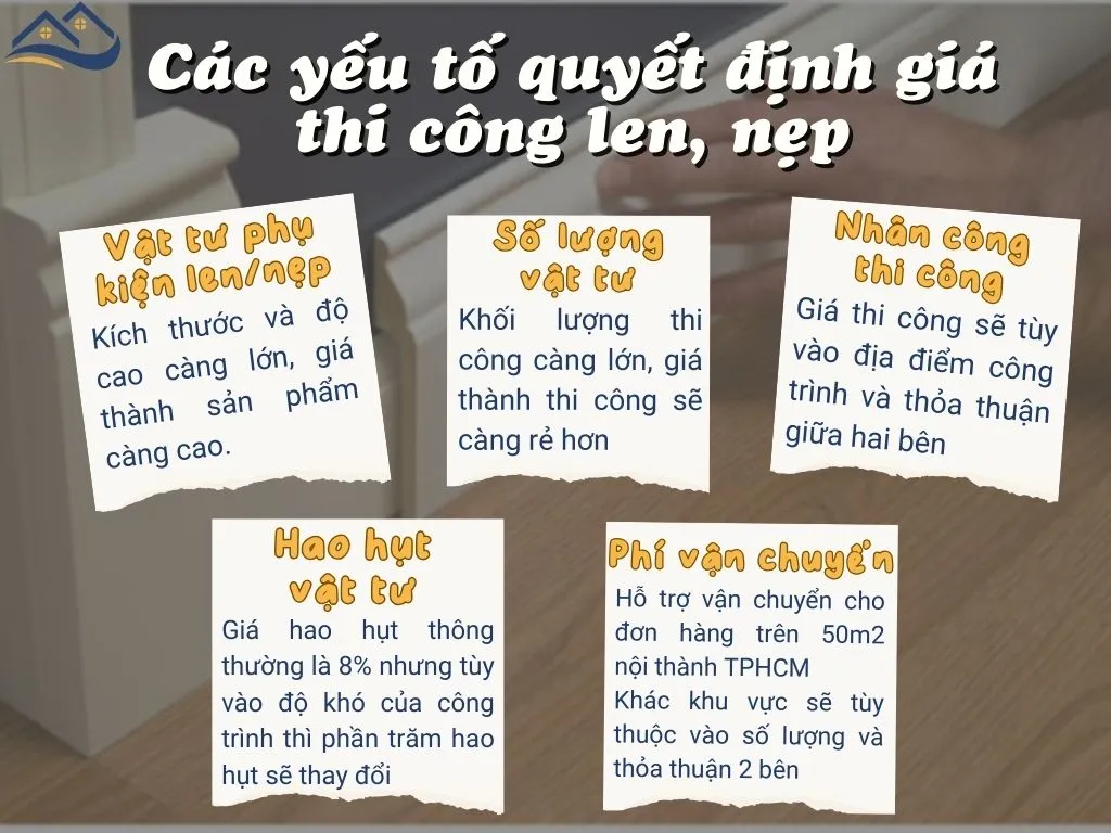 Các Yếu Tố Ảnh Hưởng Đến Giá Thi Công Hoàn Thiện Len, Nẹp Chân Tường Nhựa
