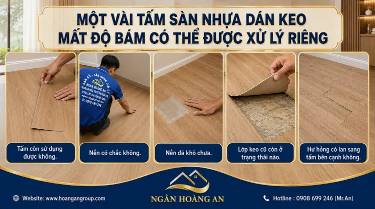 Một Vài Tấm Sàn Nhựa Dán Keo Mất Độ Bám Có Thể Được Xử Lý Riêng