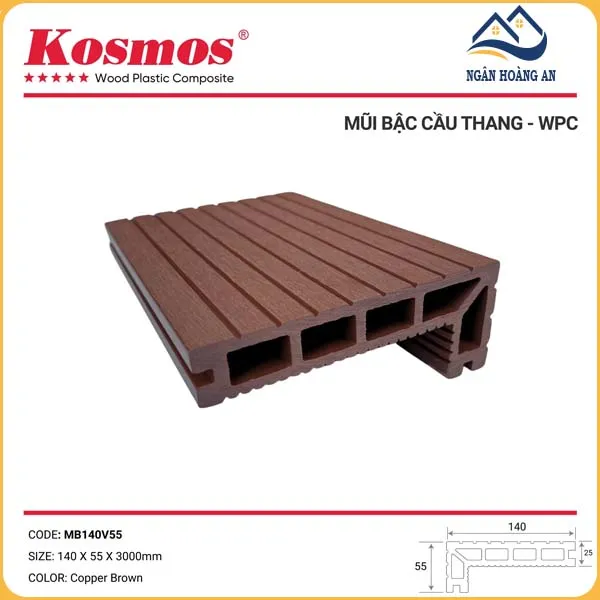 Mũi Bậc Cầu Thang Gỗ Nhựa Ngoài Trời Kosmos