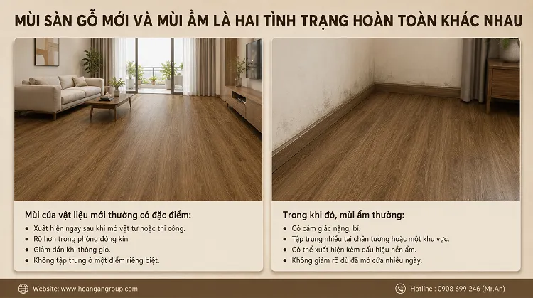 Mùi Sàn Gỗ Mới Và Mùi Ẩm Là Hai Tình Trạng Hoàn Toàn Khác Nhau