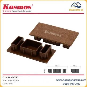 Nắp Chụp Đầu Thanh Lam Hộp Gỗ Nhựa 2 Da Kosmos NL100X50 Teak