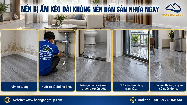 Nền Bị Ẩm Kéo Dài Không Nên Dán Sàn Nhựa Ngay