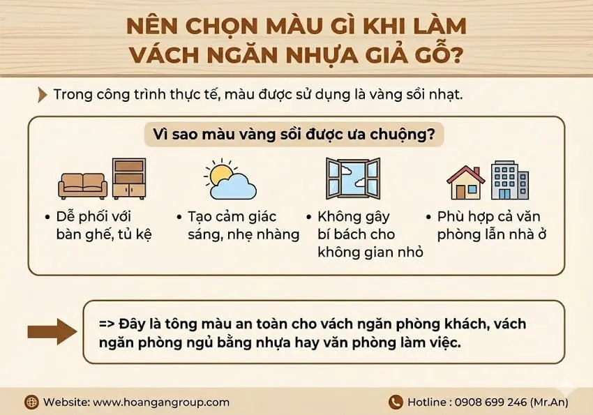 Nên Chọn Màu Gì Khi Làm Vách Ngăn Nhựa Giả Gỗ?
