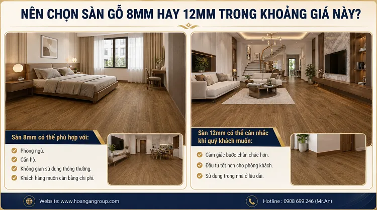 Nên Chọn Sàn Gỗ 8mm Hay 12mm Trong Khoảng Giá Này?