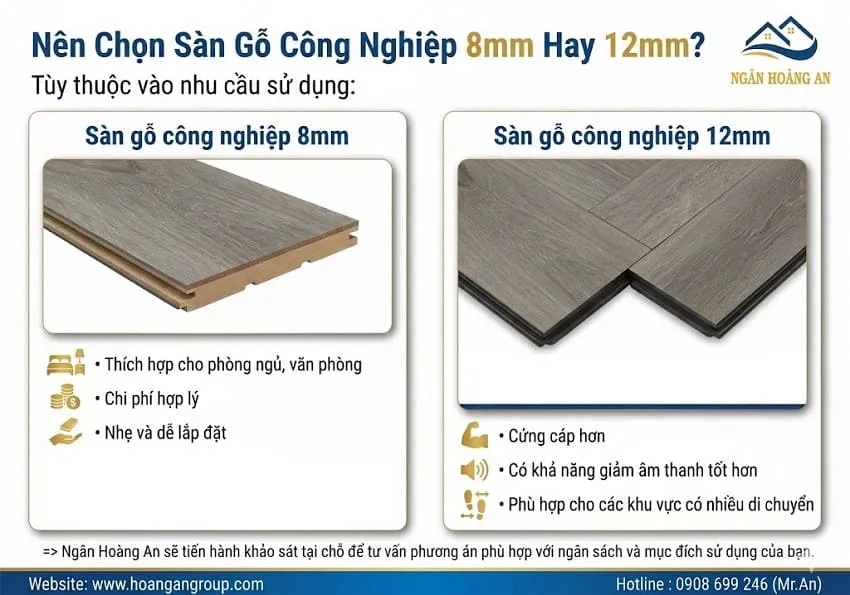 Nên Chọn Sàn Gỗ Công Nghiệp 8mm Hay 12mm?