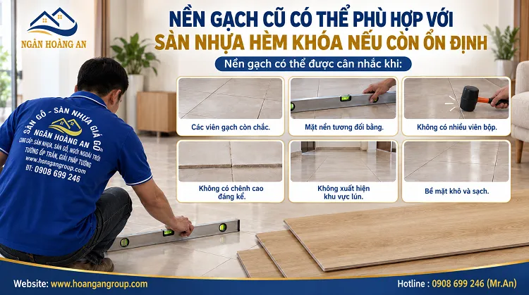 Nền Gạch Cũ Có Thể Phù Hợp Với Sàn Nhựa Hèm Khóa Nếu Còn Ổn Định