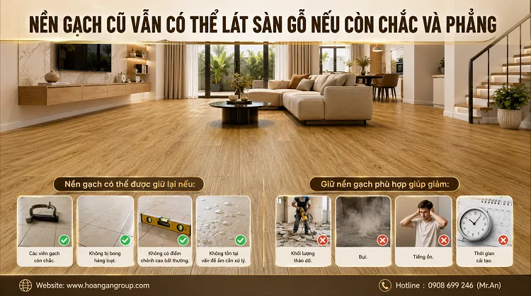 Nền Gạch Cũ Vẫn Có Thể Lát Sàn Gỗ Nếu Còn Chắc Và Phẳng