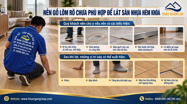Nền Gồ Lõm Rõ Chưa Phù Hợp Để Lát Sàn Nhựa Hèm Khóa Nền Gồ Lõm Rõ Chưa Phù Hợp Để Lát Sàn Nhựa Hèm Khóa
