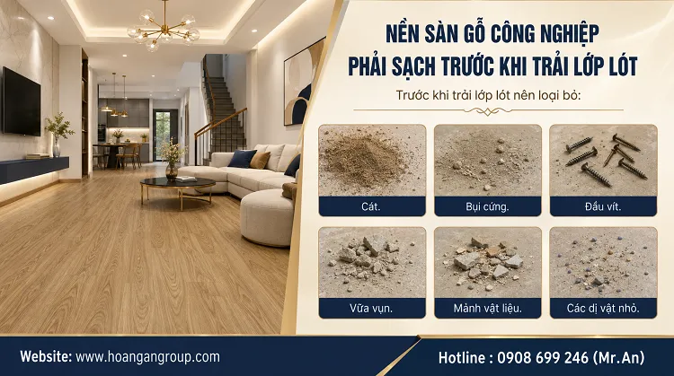 Nền Sàn Gỗ Công Nghiệp Phải Sạch Trước Khi Trải Lớp Lót