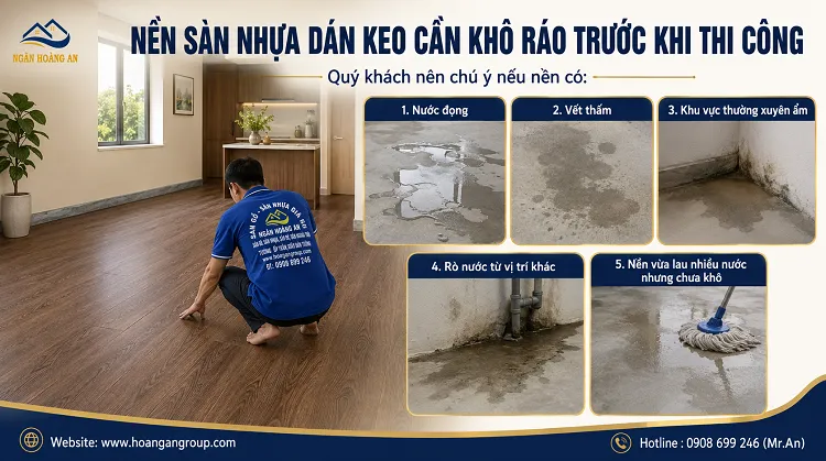 Nền Sàn Nhựa Dán Keo Cần Khô Ráo Trước Khi Thi Công Nền Sàn Nhựa Dán Keo Cần Khô Ráo Trước Khi Thi Công