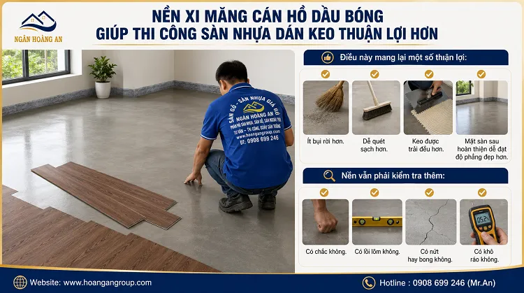 Nền Xi Măng Cán Hồ Dầu Bóng Giúp Thi Công Sàn Nhựa Dán Keo Thuận Lợi Hơn Nền Xi Măng Cán Hồ Dầu Bóng Giúp Thi Công Sàn Nhựa Dán Keo Thuận Lợi Hơn