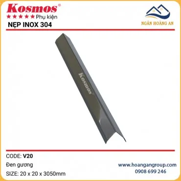Nẹp V20 Inox 304 Ốp Tấm Than Tre Kosmos V20x20 Đen Gương