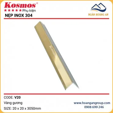 Nẹp V20 Inox 304 Ốp Tấm Than Tre Kosmos V20x20 Vàng Gương
