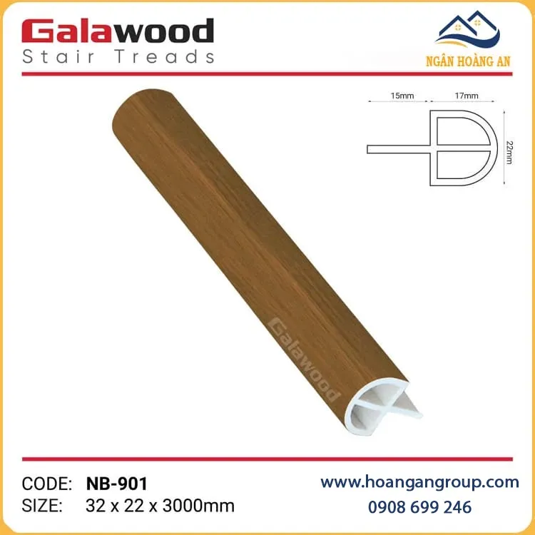 Nẹp Bậc Cầu Thang Nhựa Giả Gỗ Galawood NB-901