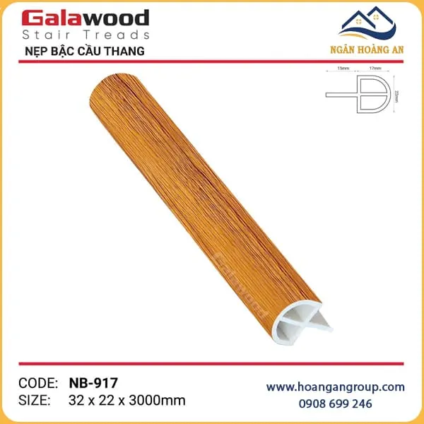 Nẹp Bậc Cầu Thang Nhựa Giả Gỗ Galawood NB-917