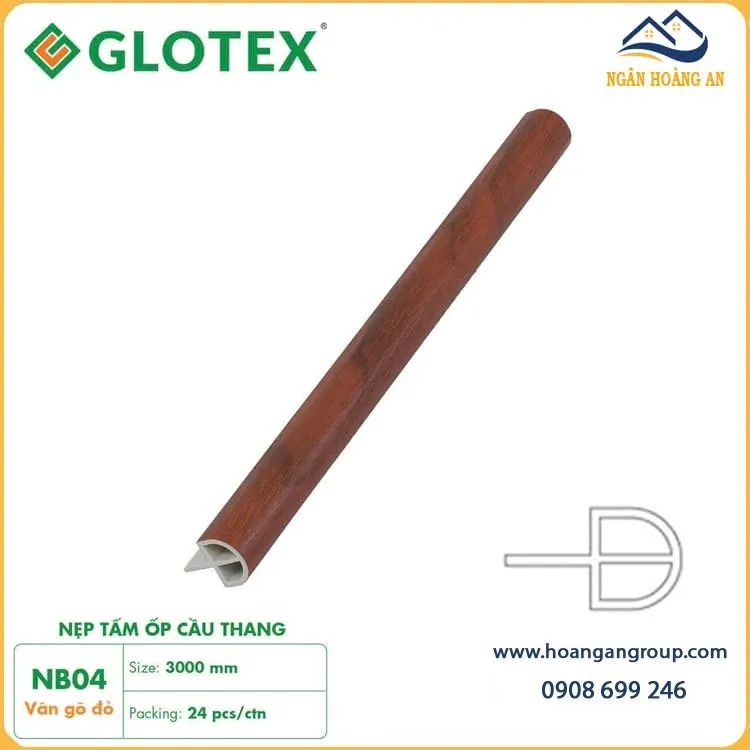 Nẹp Bậc Cầu Thang Nhựa PVC Giả Vân Gỗ Glotex NB04