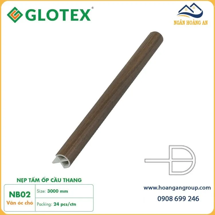 Nẹp Bậc Cầu Thang Nhựa Giả Vân Gỗ Glotex NB02 Nẹp Bậc Cầu Thang Nhựa Giả Vân Gỗ Glotex NB02