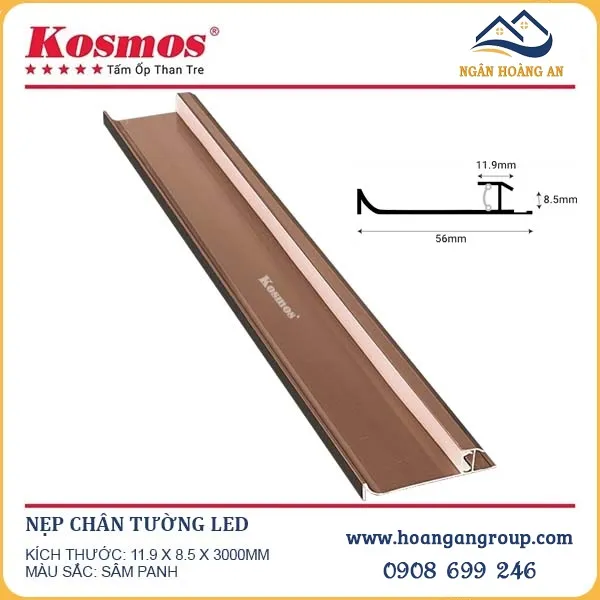 Nẹp Chân Tường Leg Ốp Tấm Than Tre Kosmos Màu Sâm Banh