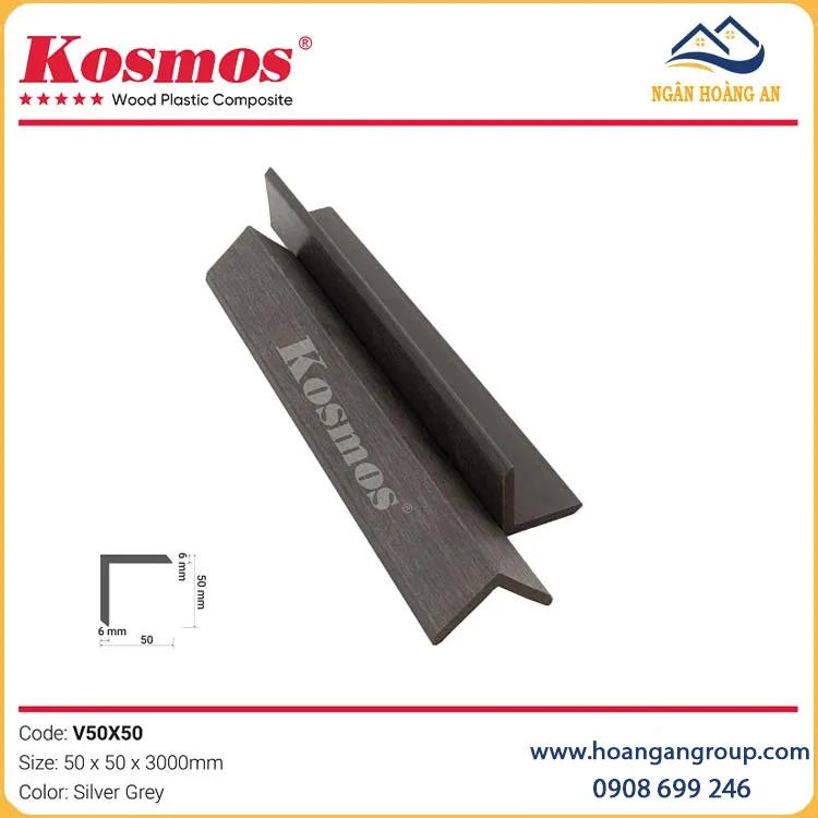 Nẹp Chữ V Gỗ Nhựa 2 Da Ngoài Trời Kosmos V50X50 Silver Grey Nẹp Chữ V Gỗ Nhựa 2 Da Ngoài Trời Kosmos V50X50 Silver Grey