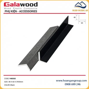 Nẹp Góc V Gỗ Nhựa Ngoài Trời Galawood V40X60 Black