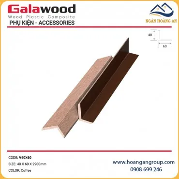 Nẹp Góc V Gỗ Nhựa Ngoài Trời Galawood V40X60 Coffee