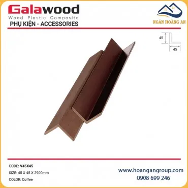 Nẹp Góc V Gỗ Nhựa Ngoài Trời Galawood V45x45 Coffee