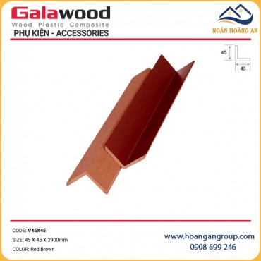 Nẹp Góc V Gỗ Nhựa Ngoài Trời Galawood V45x45 Red Brown