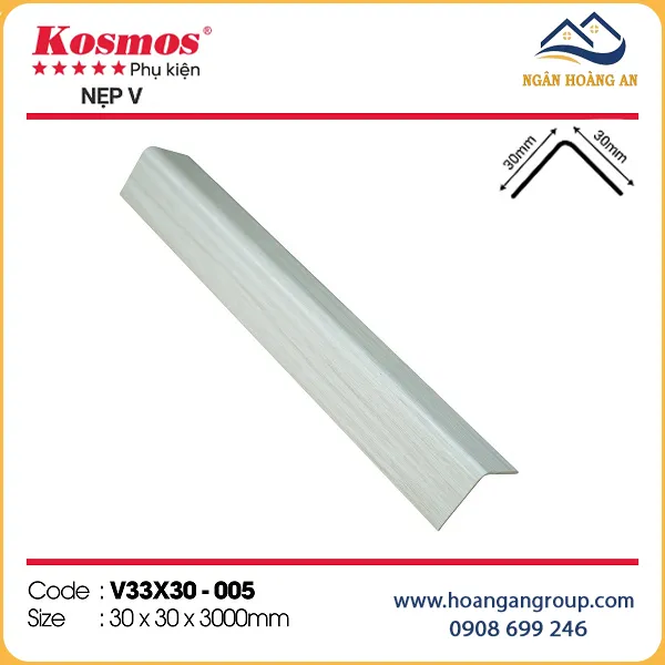 Nẹp Góc V Nhựa Giả Gỗ Tấm Ốp Tường Kosmos V33x30-005