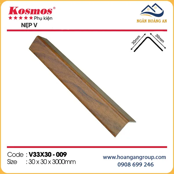 Nẹp Góc V Nhựa Giả Gỗ Tấm Ốp Tường Kosmos V33x30-009 Nẹp Góc V Nhựa Giả Gỗ Tấm Ốp Tường Kosmos V33x30-009
